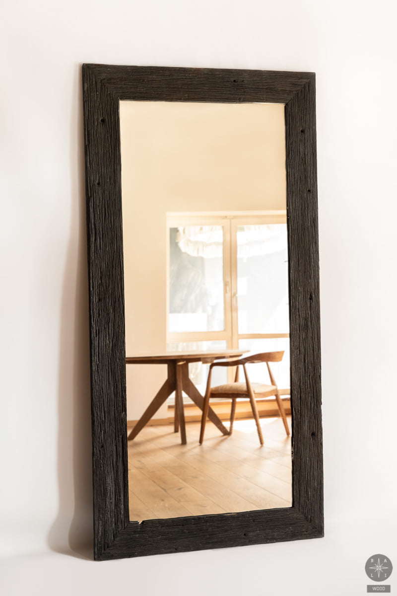 Mirror made of recycled teak wood