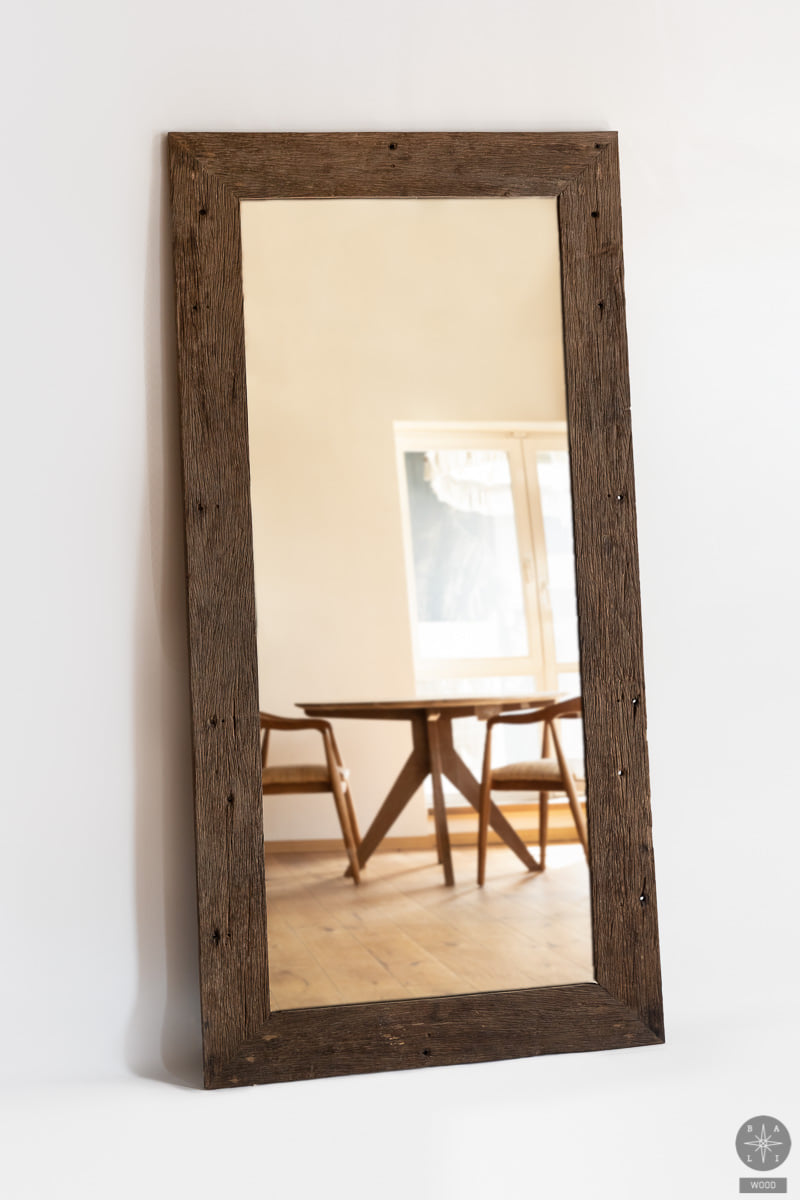 Mirror made of recycled teak wood