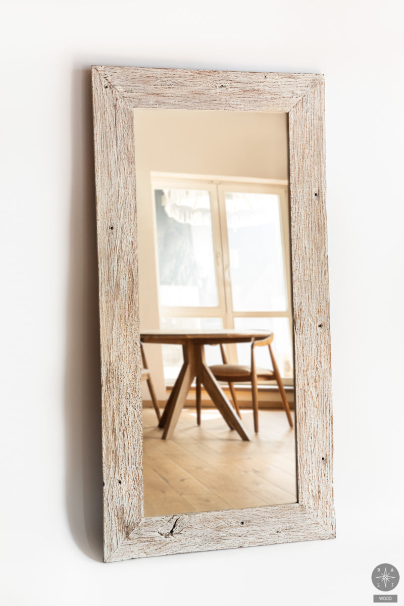Mirror made of recycled teak wood