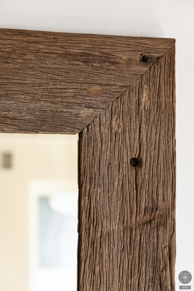 Mirror made of recycled teak wood