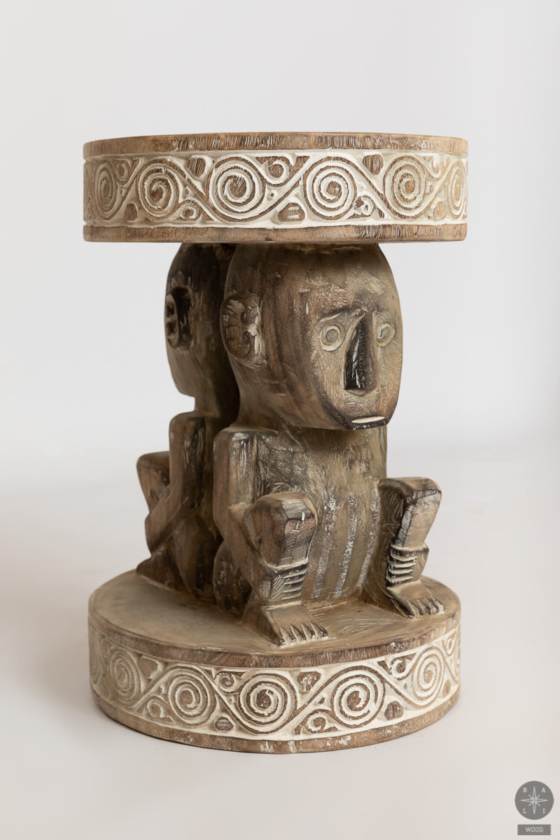 Primitive art teak wood table