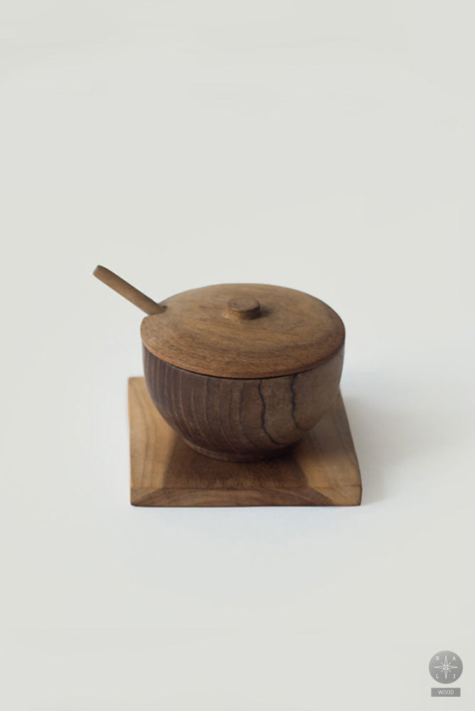 Teak wood sugar bowl