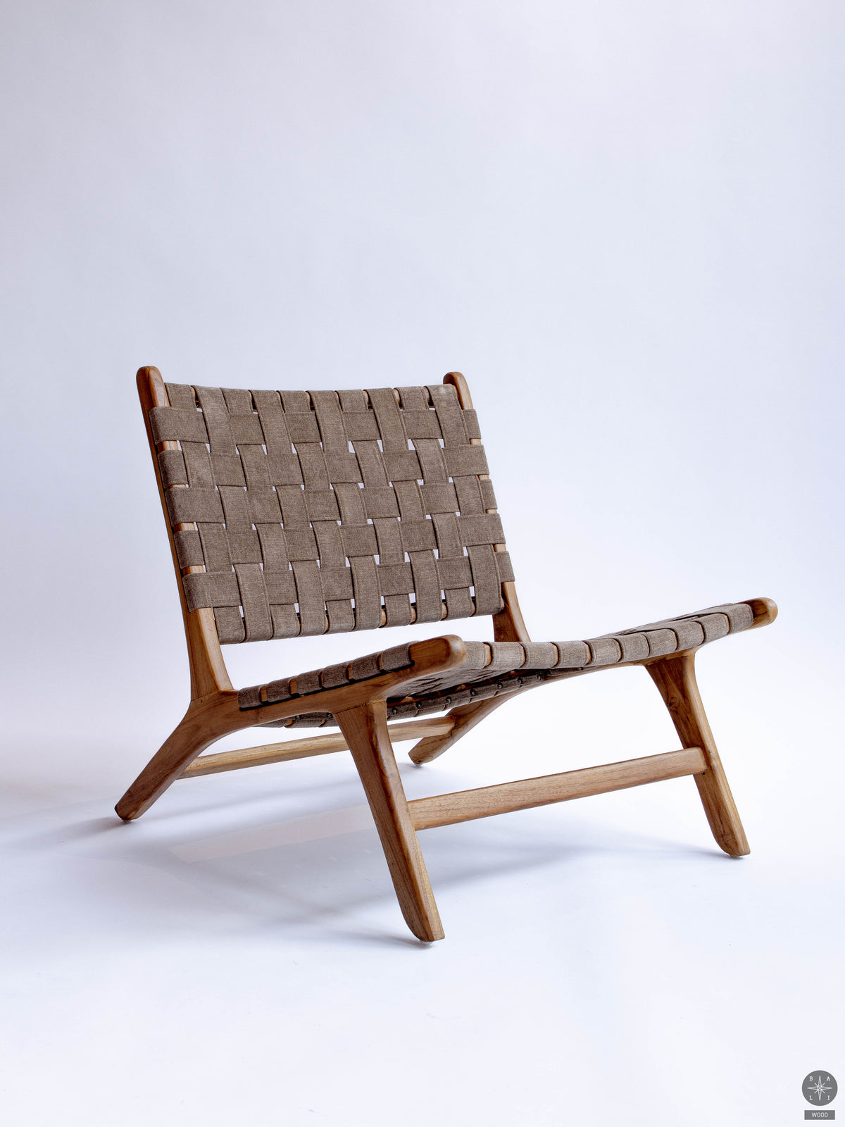 Teakwood low chair with fabric