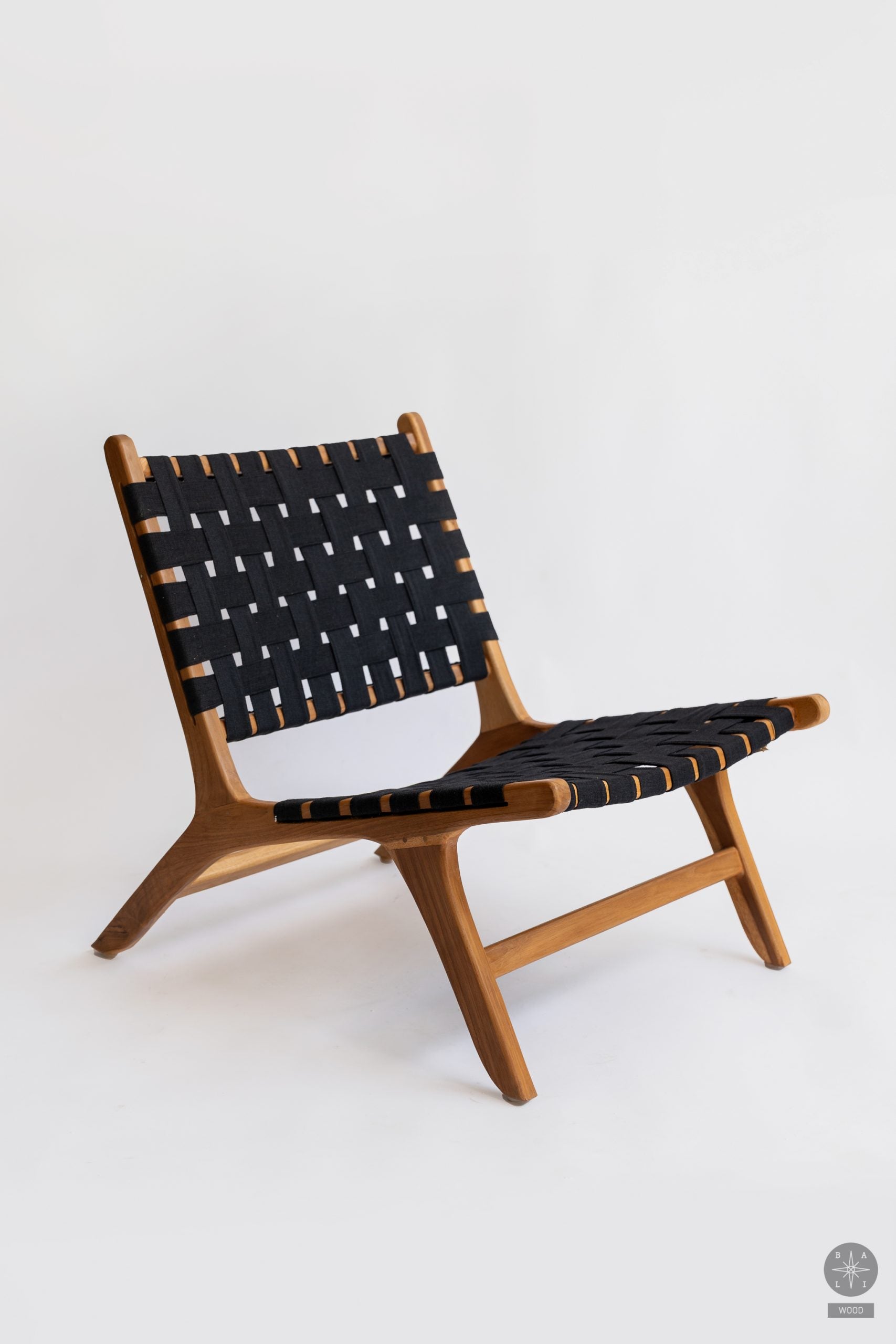 Teakwood low chair with fabric