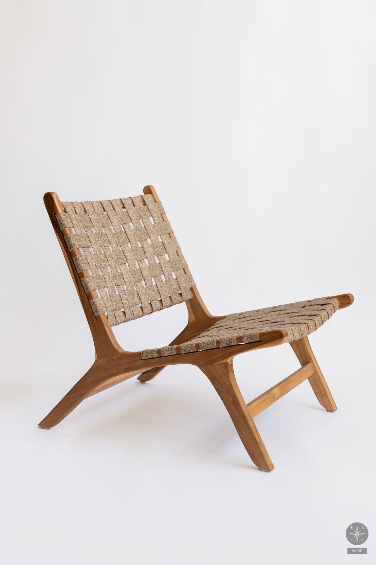 Teakwood low chair with fabric