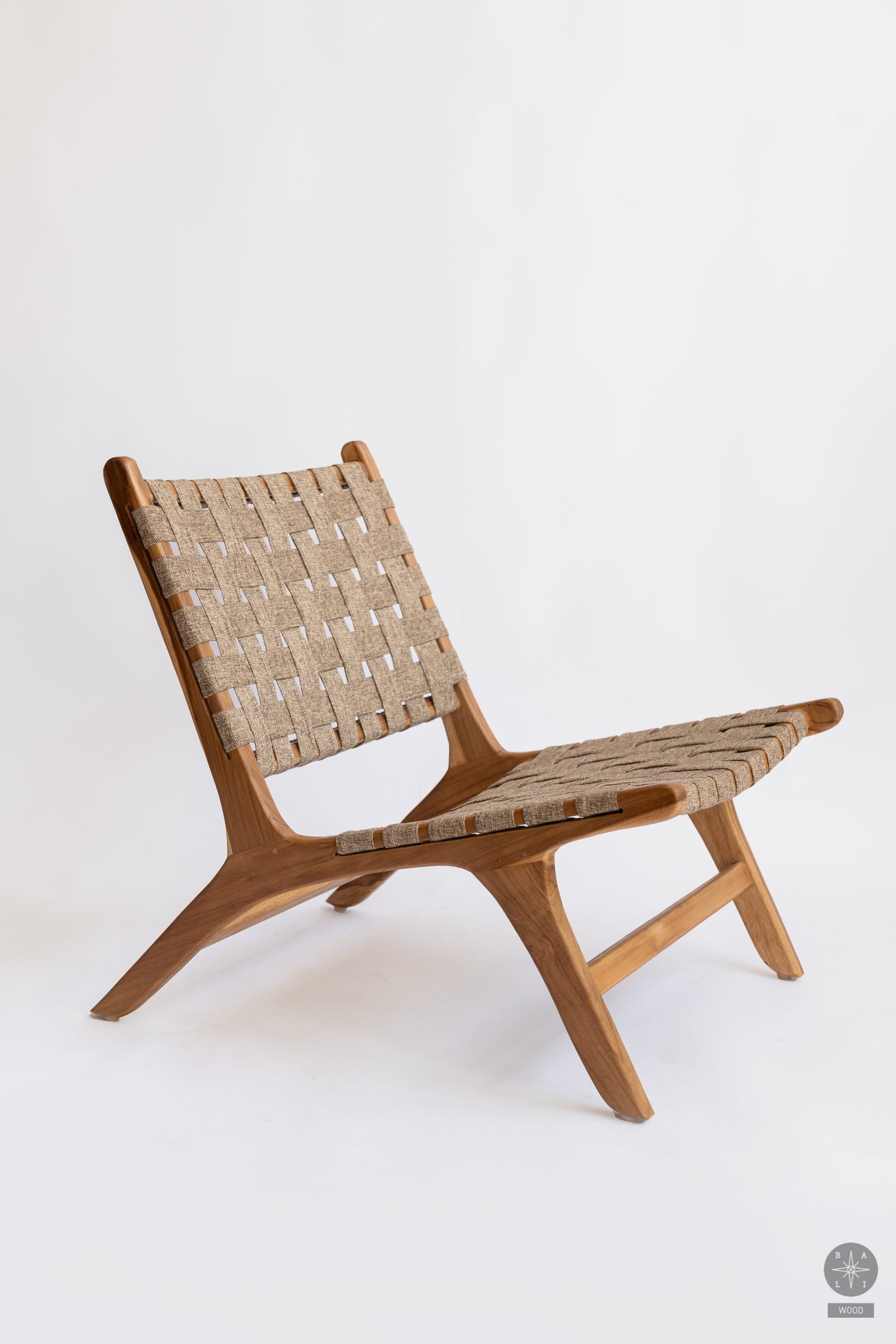 Teakwood low chair with fabric