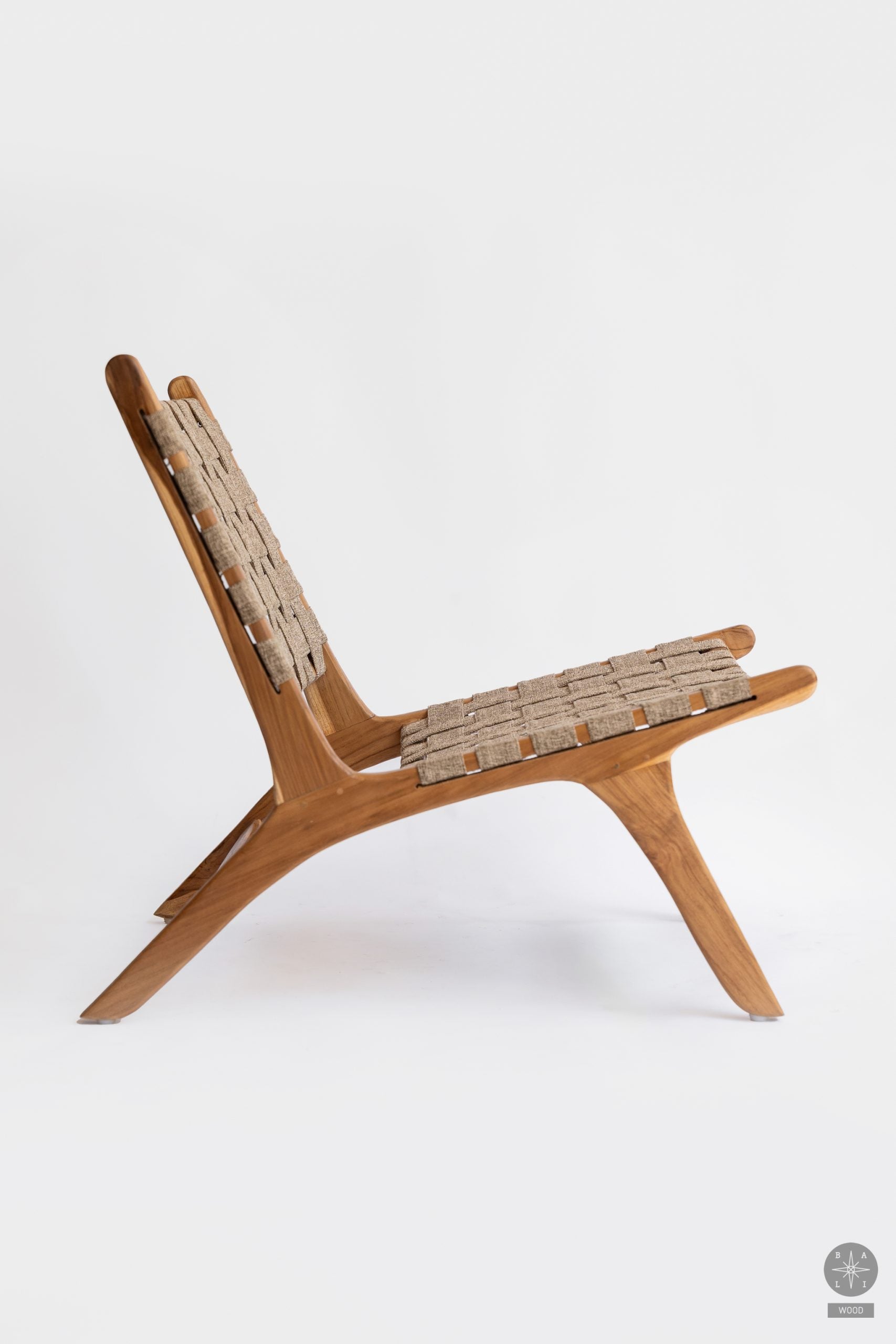 Teakwood low chair with fabric