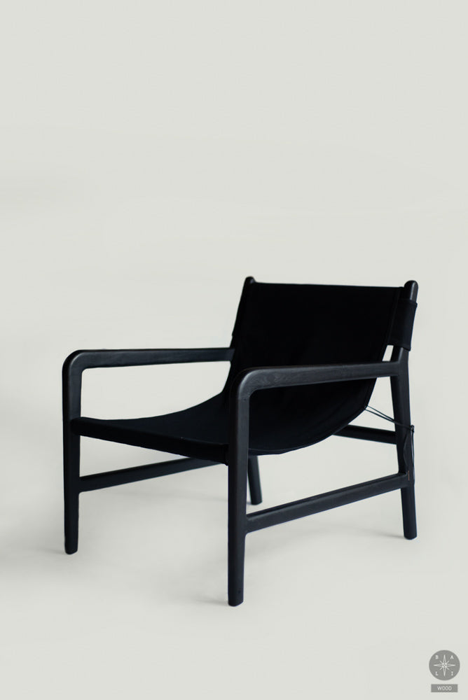 Teakwood and cotton fabric armchair