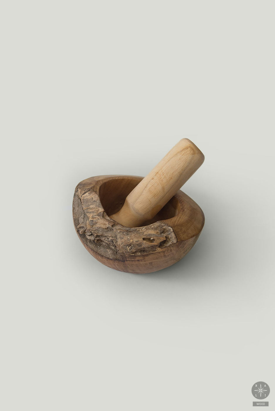 Spice mortar made of teak wood