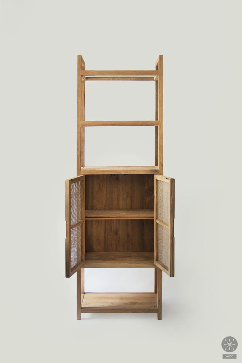 Teak wood shelve with rattan