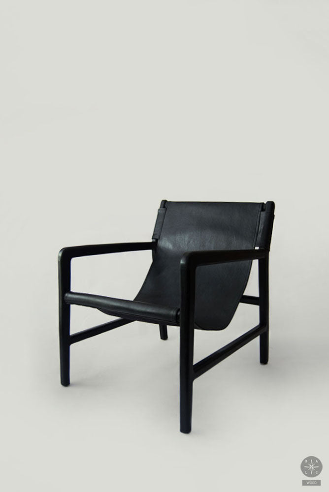 Teakwood armchair with leather