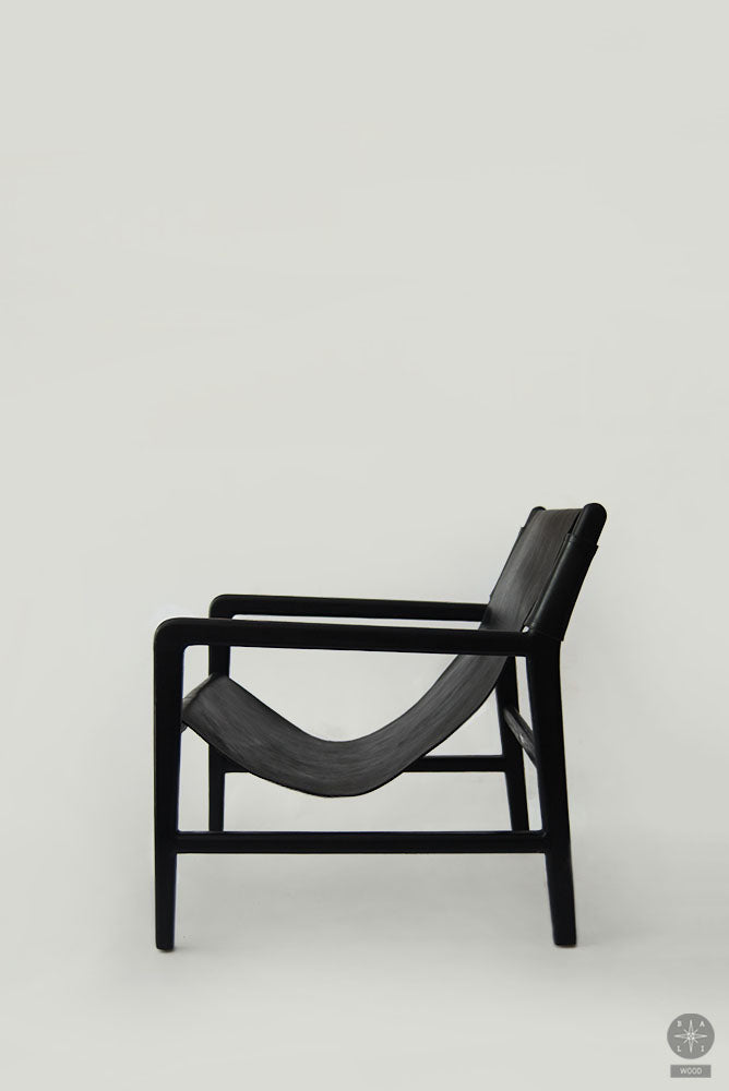 Teakwood armchair with leather