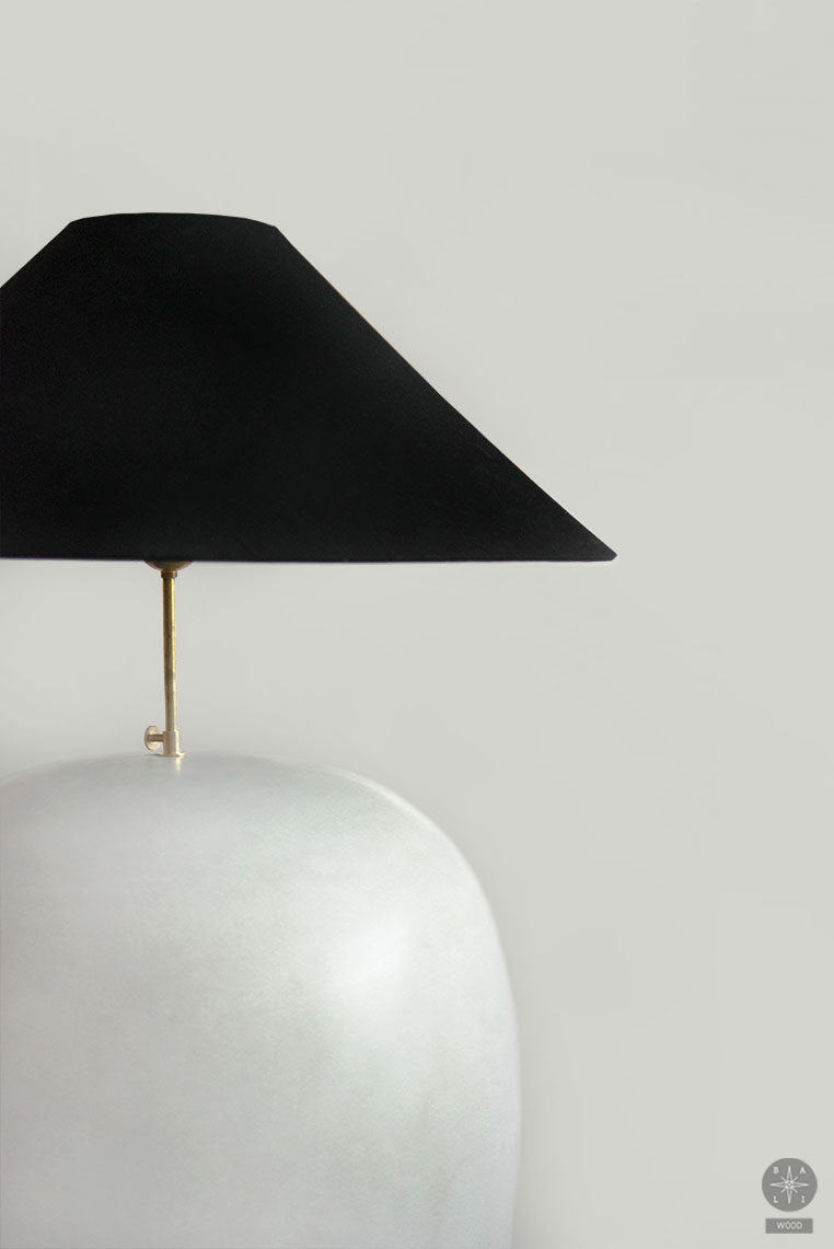 Concrete floor lamp with shade