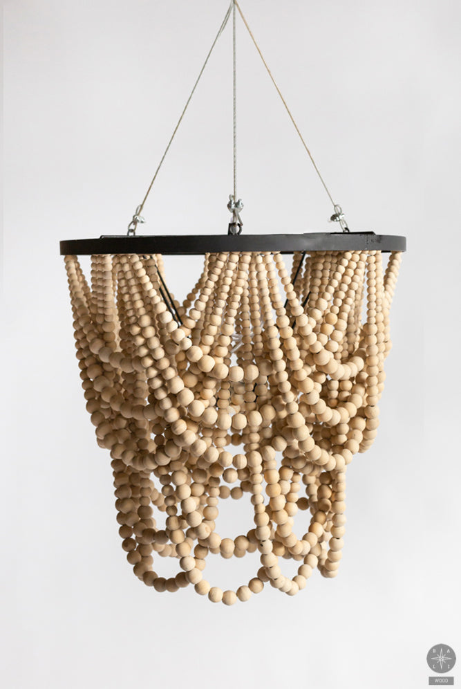 Chandelier made of wooden beads