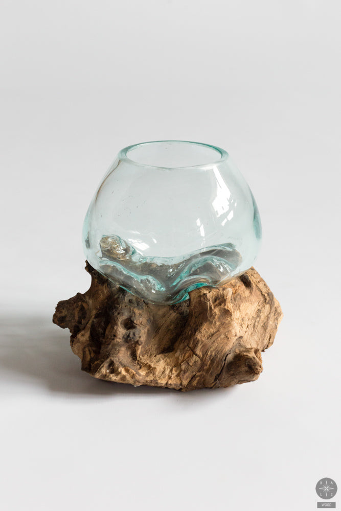 Aquarium with dark wood base