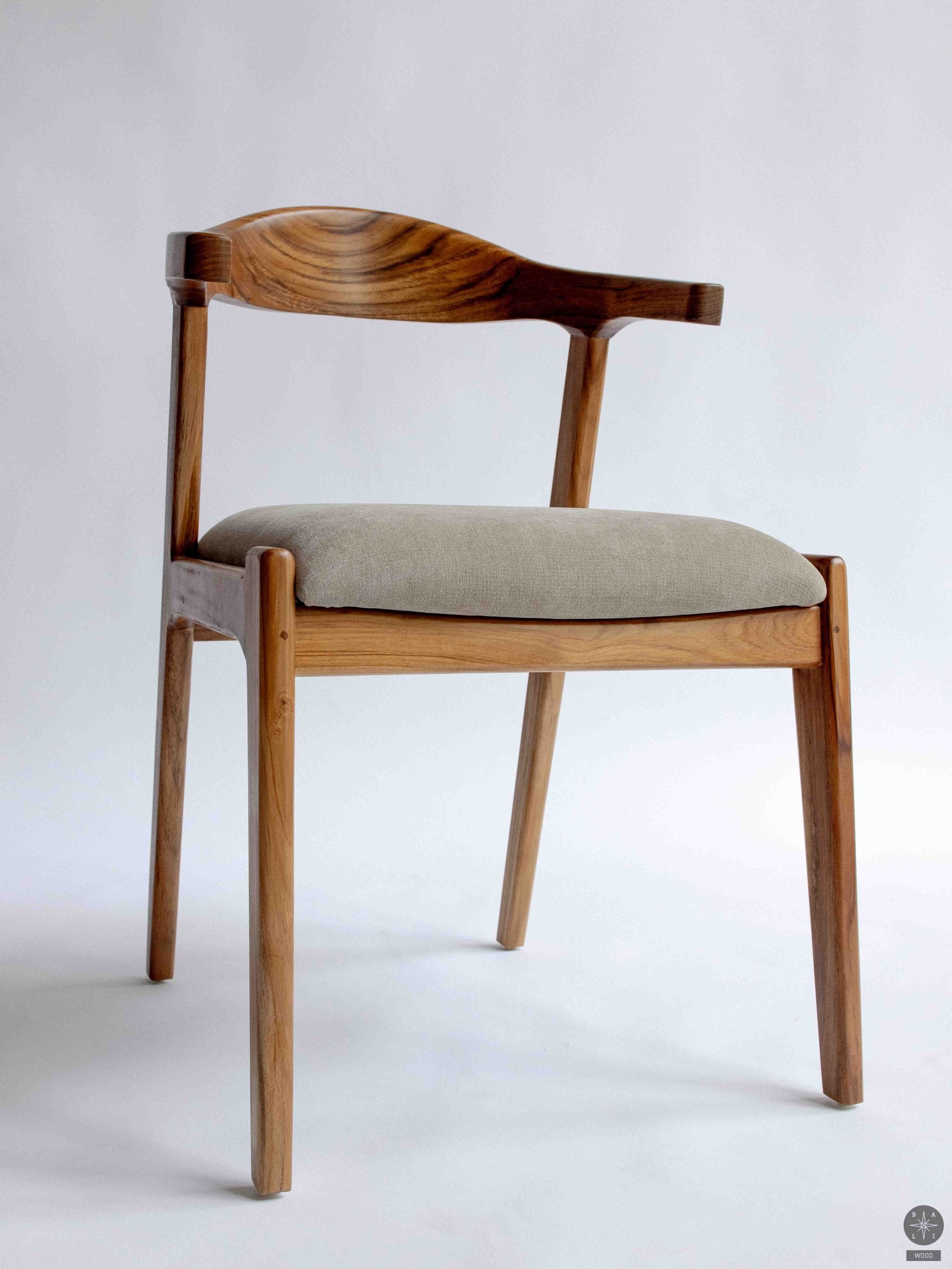 Teak wood chair with fabric