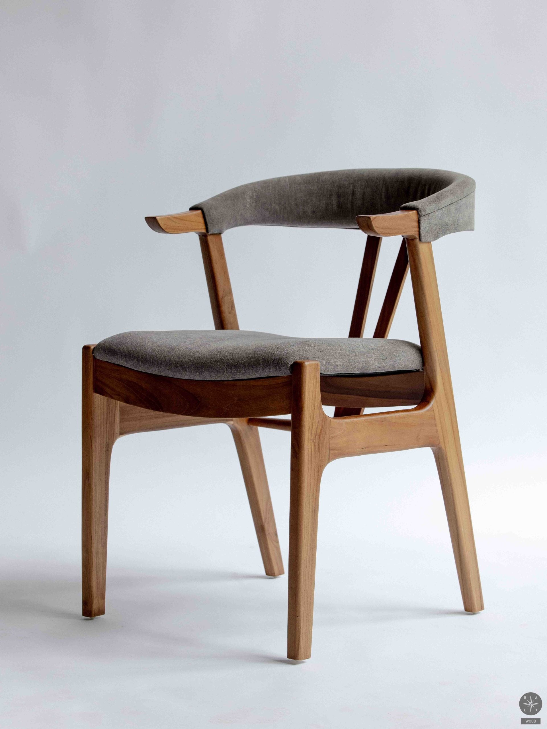Teak wood chair with fabric