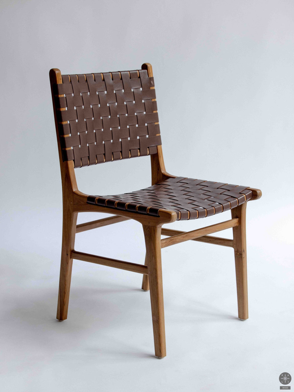 Teak wood chair with leather (DAMAGED ITEM)