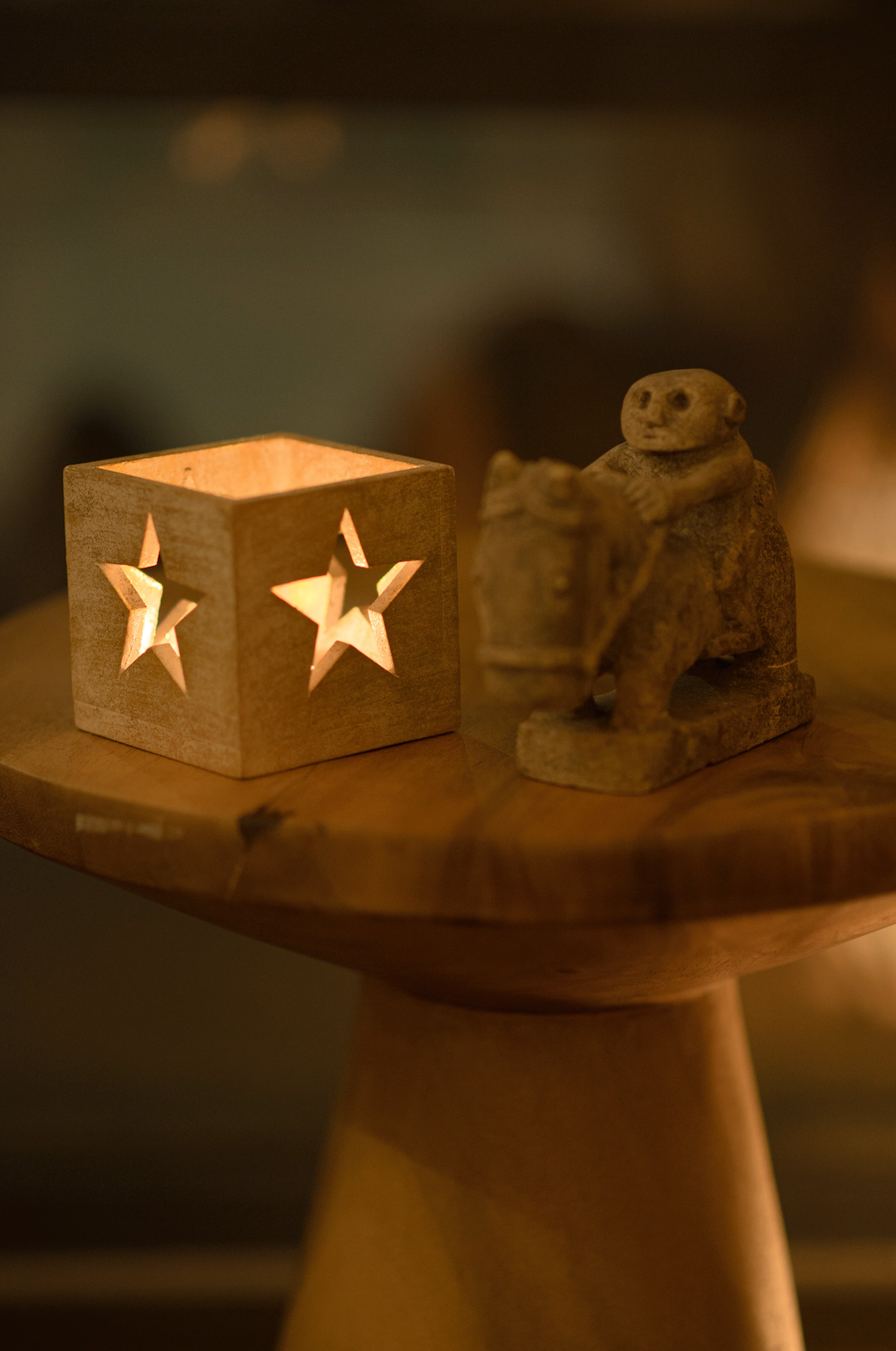 Golden candlestick made of wood