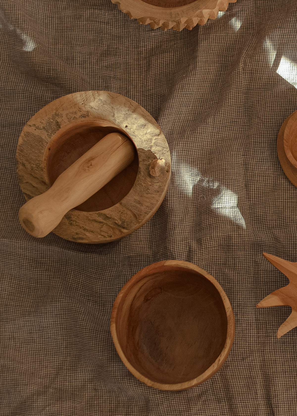 Spice mortar made of teak wood