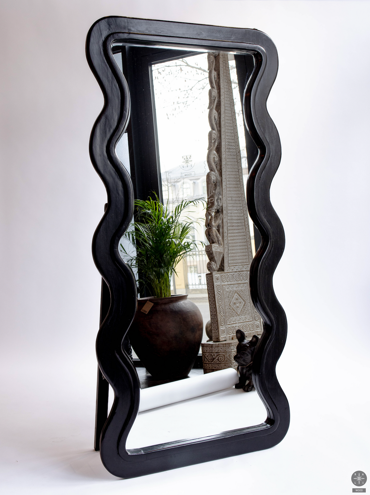 Mirror made of teak wood