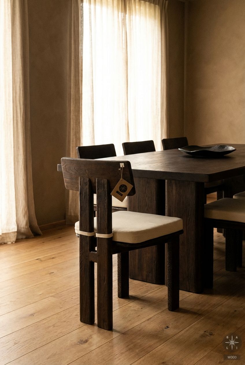 Teak chair with upholstered part