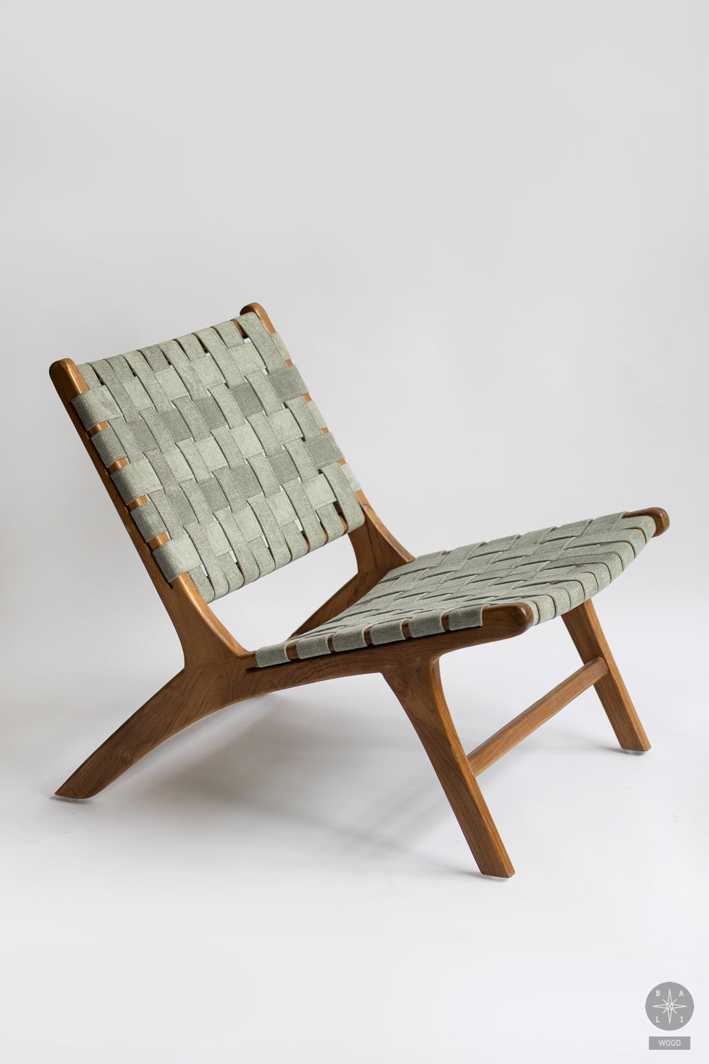 Teakwood low chair with fabric