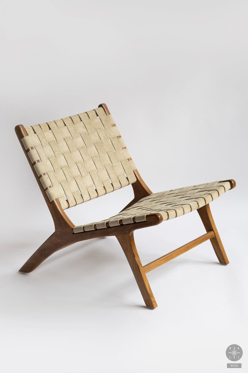 Teakwood low chair with fabric