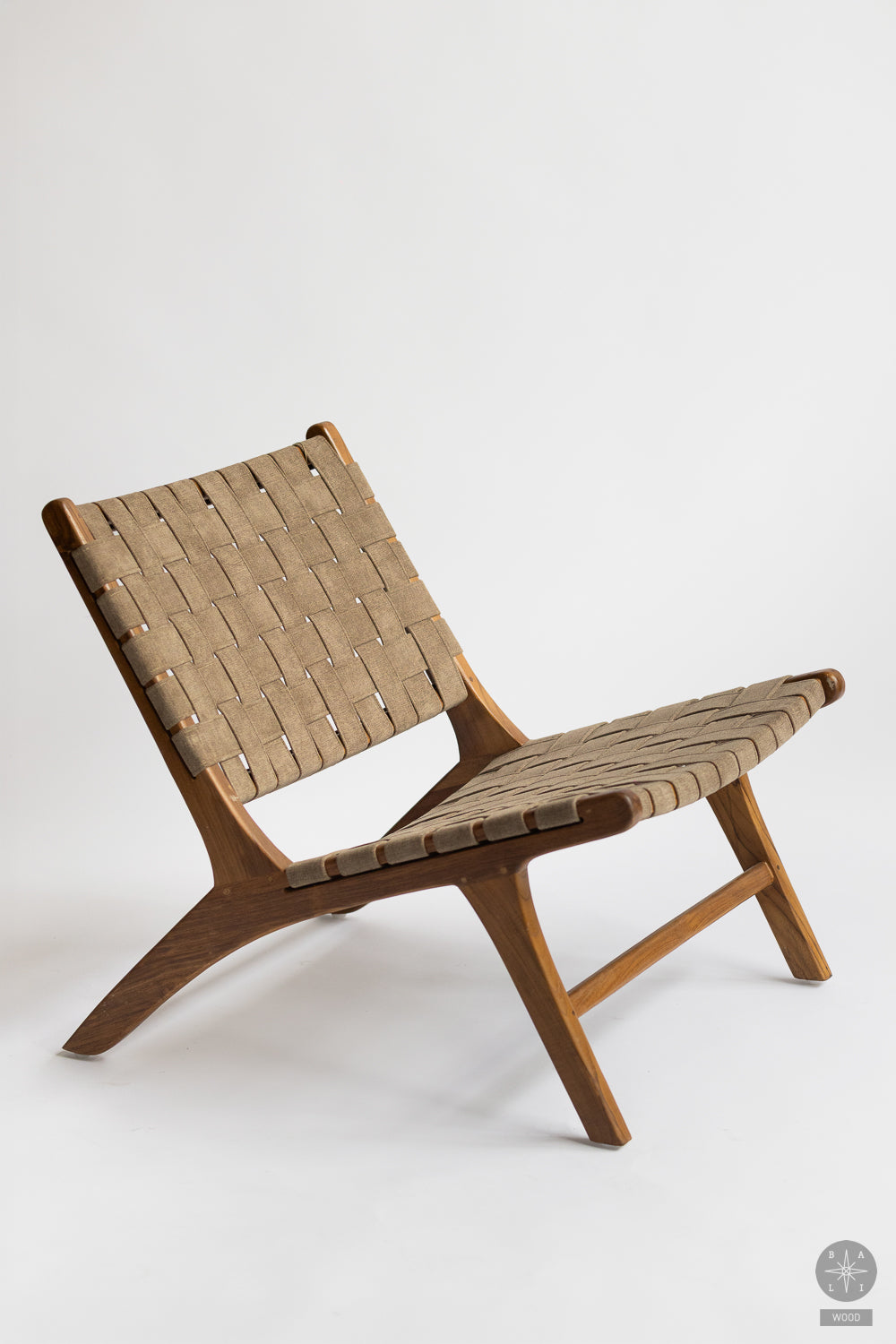 Teakwood low chair with fabric