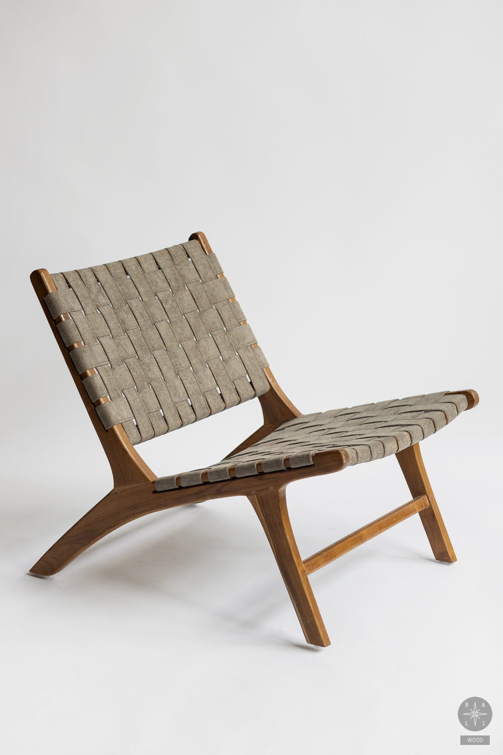 Teakwood low chair with fabric