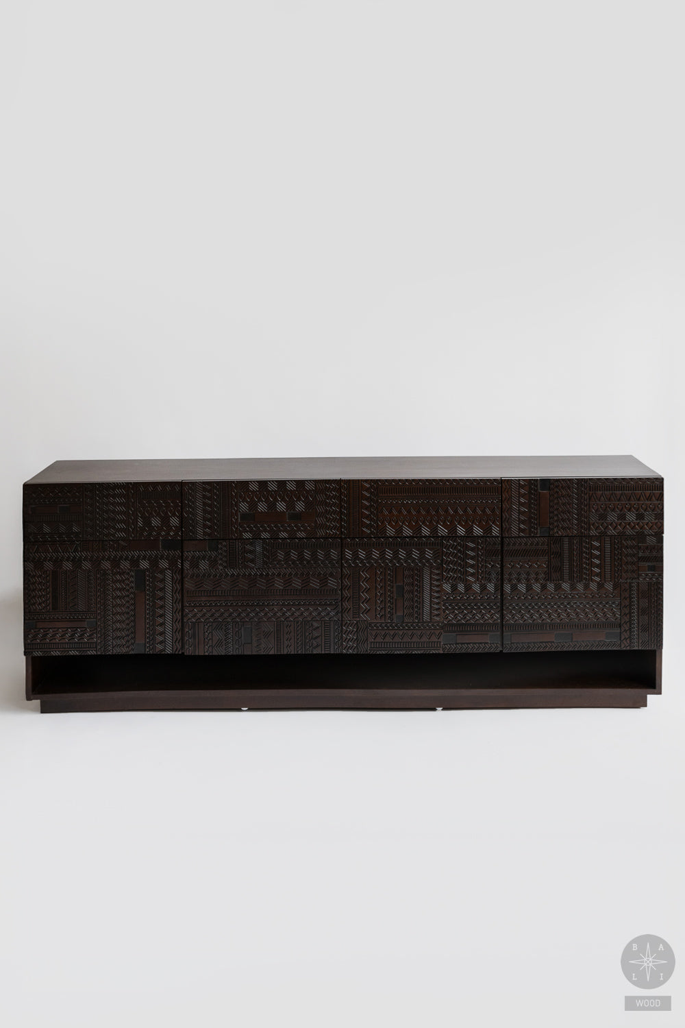 Carved teak chest of drawers