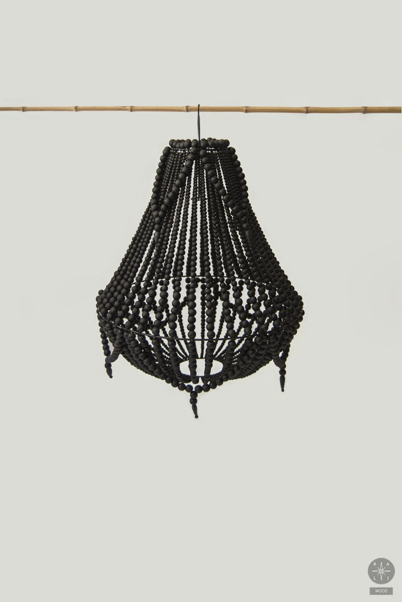 Chandelier made of wooden beads