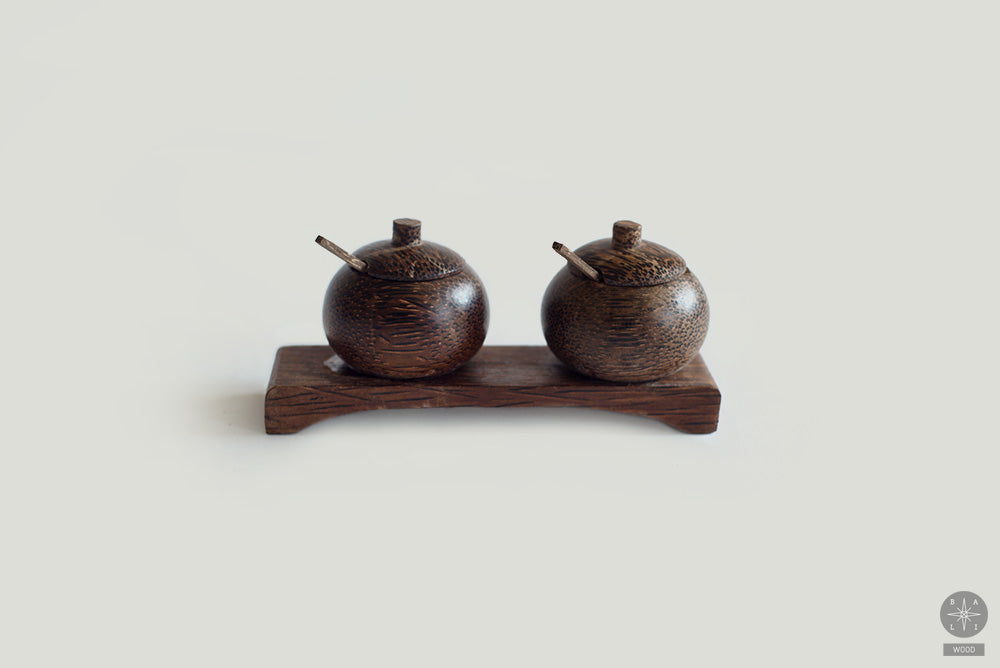 Palm tree spice dish set