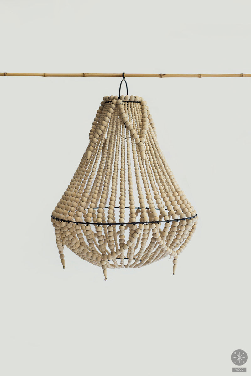 Chandelier made of wooden beads