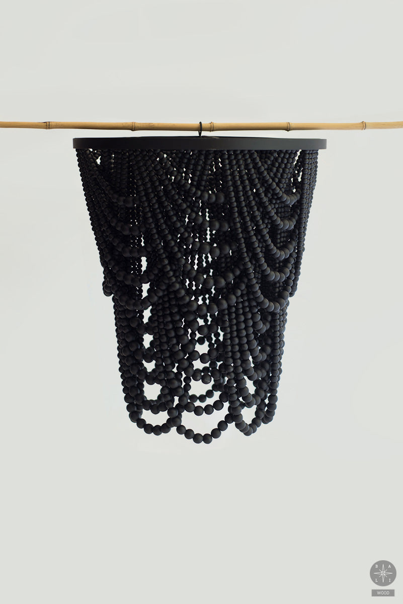 Chandelier made of wooden beads