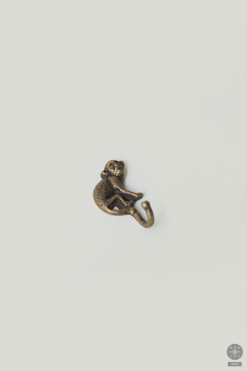 Monkey-shaped brass hook